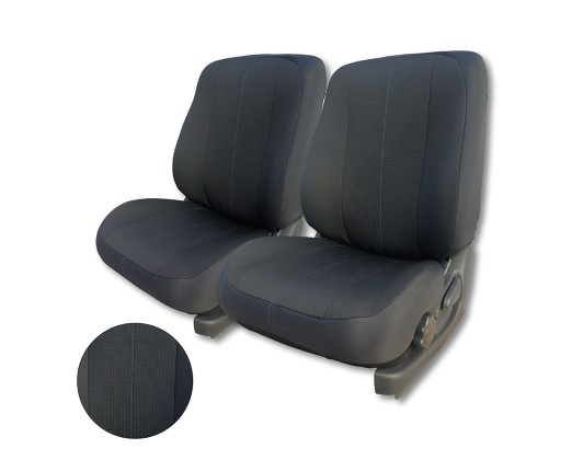 Universal Front Half Seat Covers Black- blue No.3– 6 Pieces