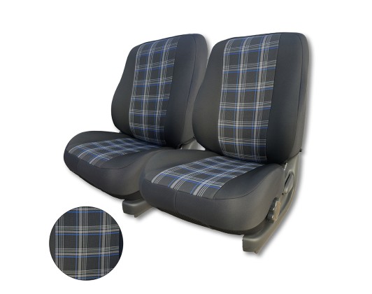 Universal Front Half Seat Covers Black- blueNo.13 – 2 Pieces