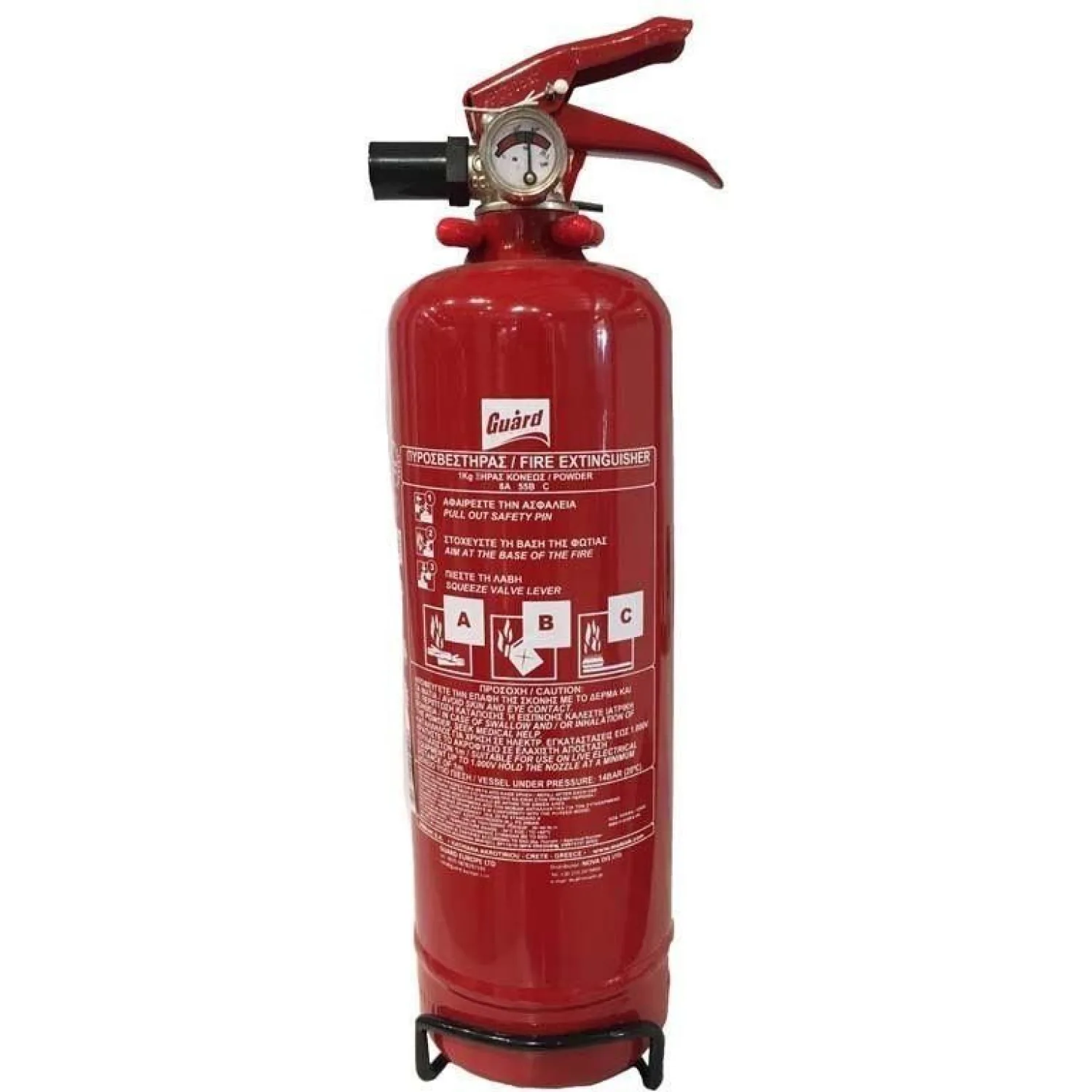 1kg Powder Fire Extinguisher with Pressure Gauge and Bracket – Mobiak