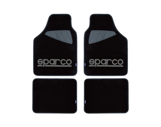 Μοκέτα Μαύρη με Γκρι logo 4τμχ Sparco