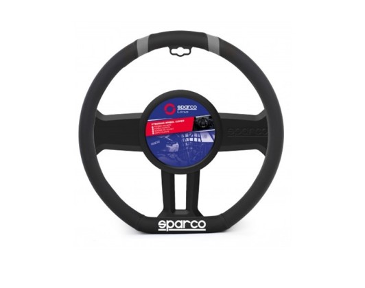 Steering Wheel Cover Leatherette Medium Black-Grey 1pc Sparco