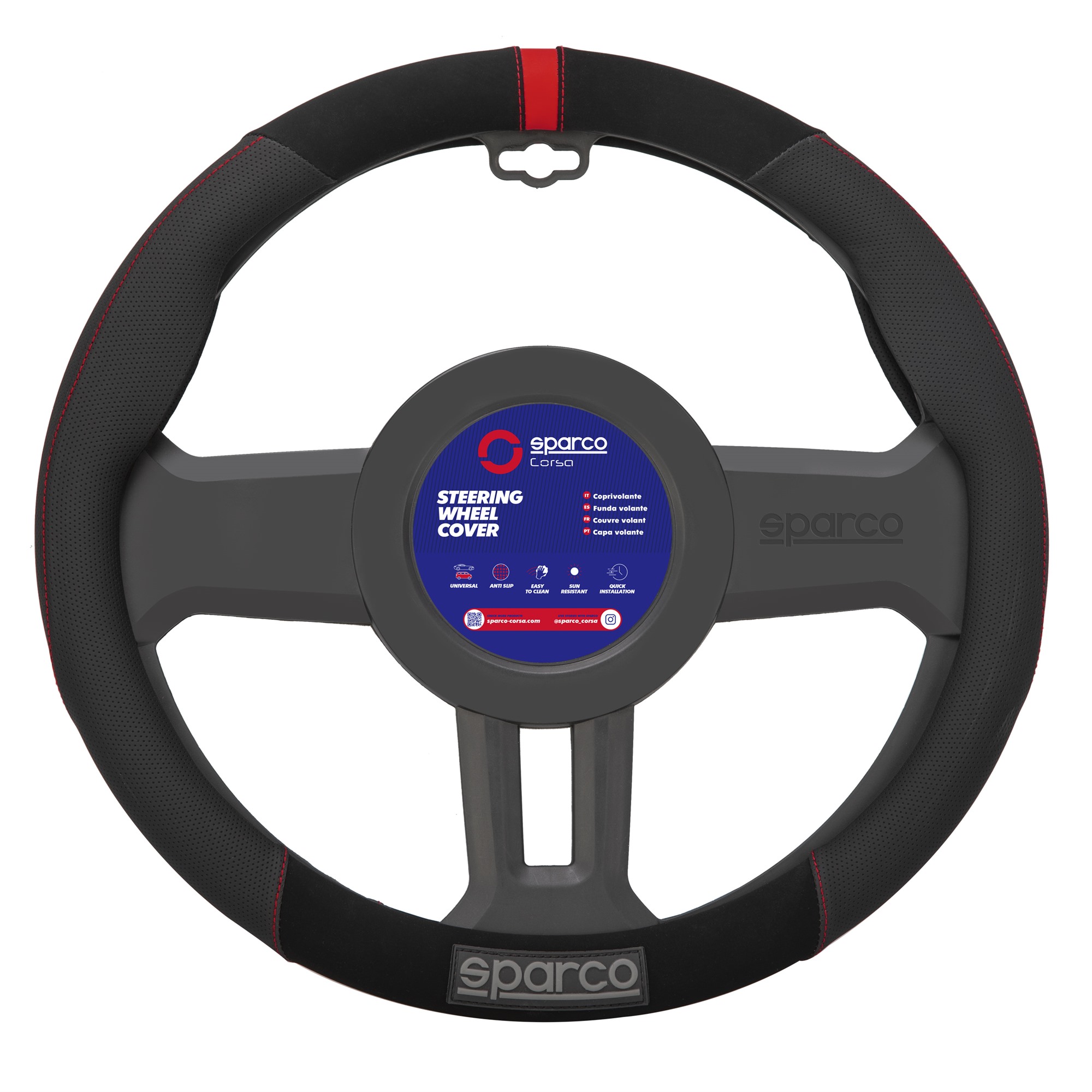 Synthetic Steering Wheel Cover red 1pc Sparco