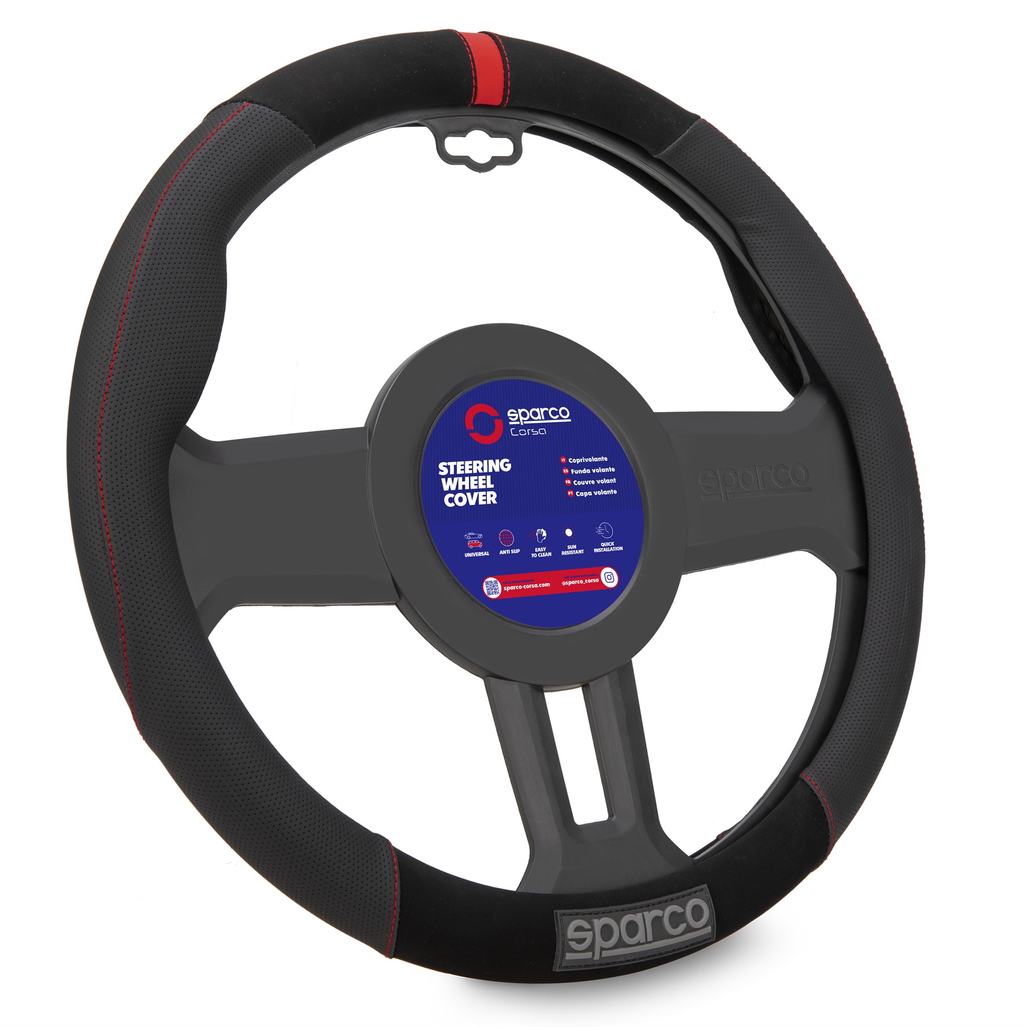Synthetic Steering Wheel Cover red 1pc Sparco