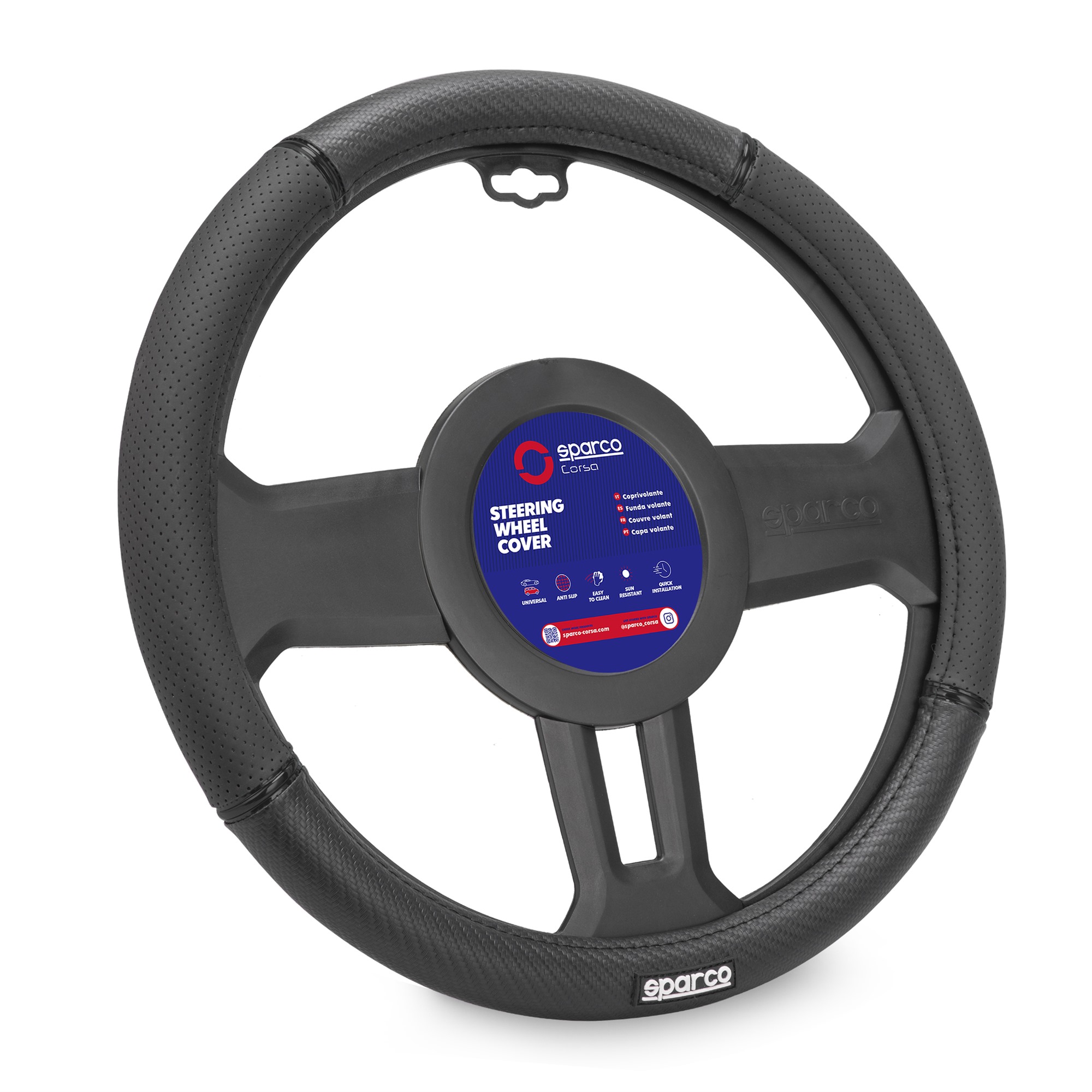 Synthetic Steering Wheel Cover black 1pc Sparco