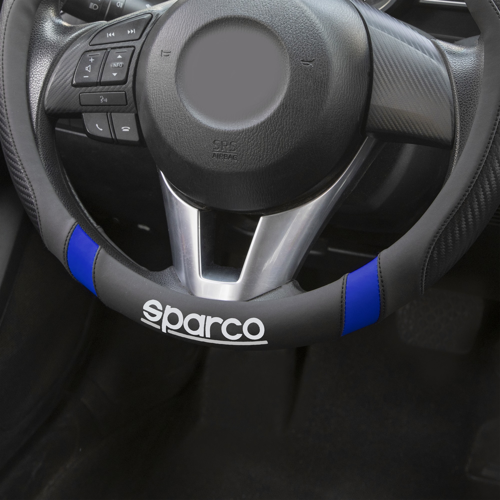 Synthetic Steering Wheel Cover blue 1pc Sparco