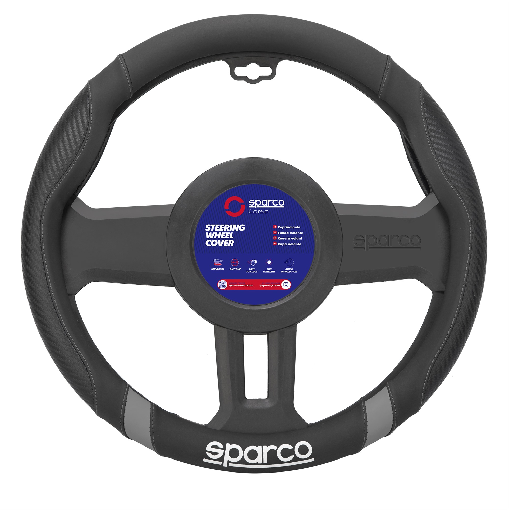 Synthetic Steering Wheel Cover grey 1pc Sparco