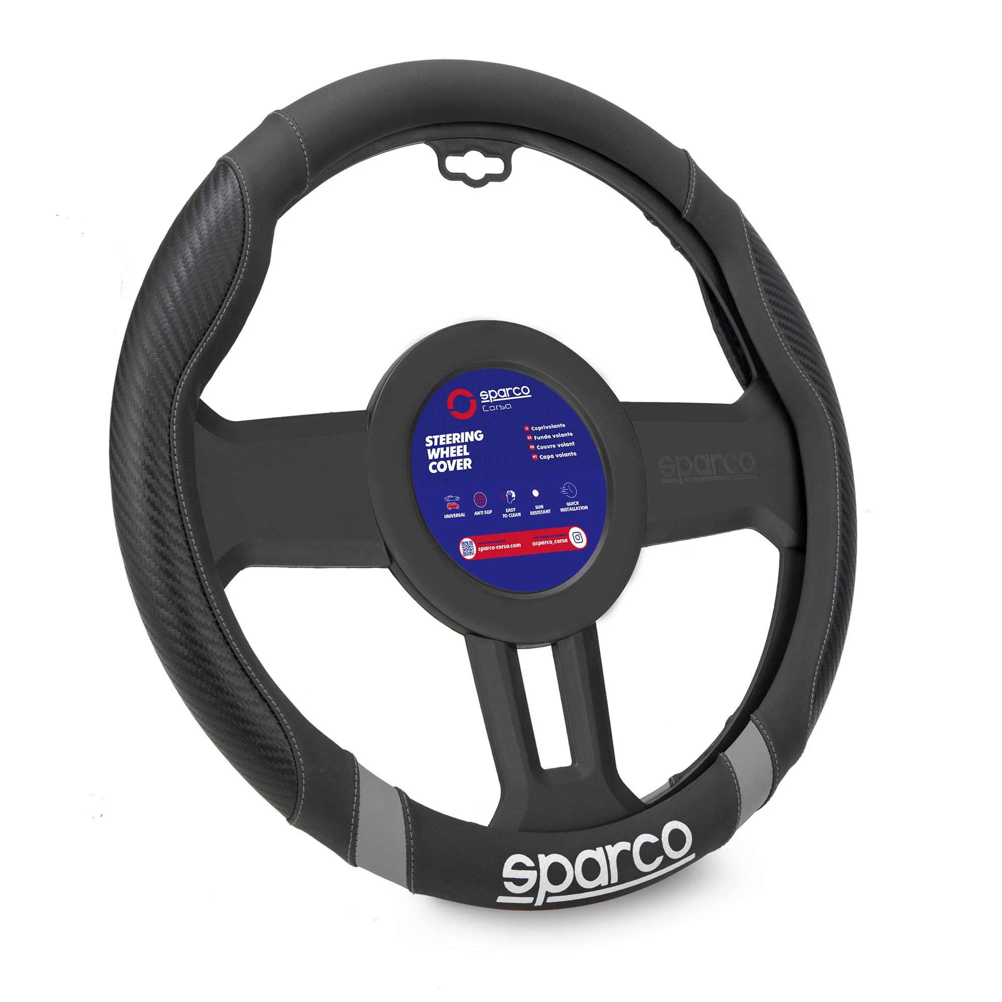 Synthetic Steering Wheel Cover grey 1pc Sparco