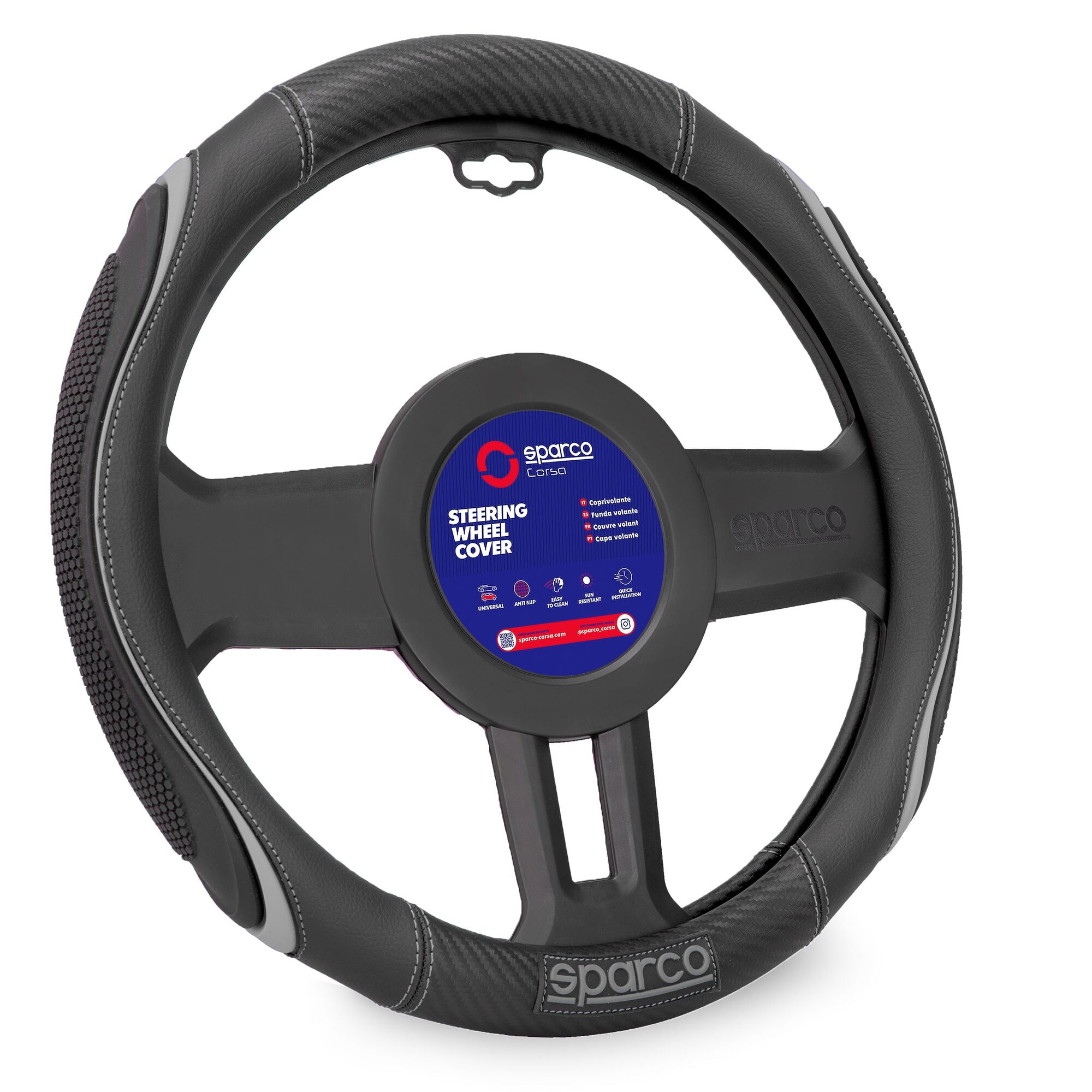 Steering Wheel Cover PVC black-grey 1 pieces Sparco 