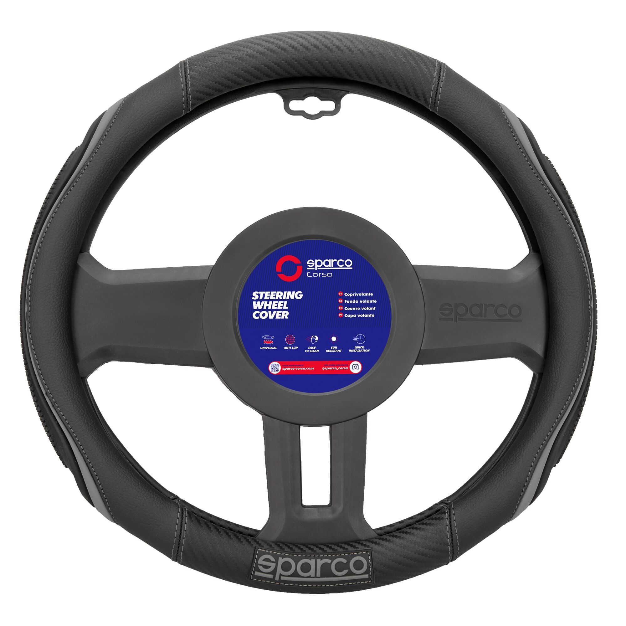 Steering Wheel Cover PVC black-grey 1 pieces Sparco 
